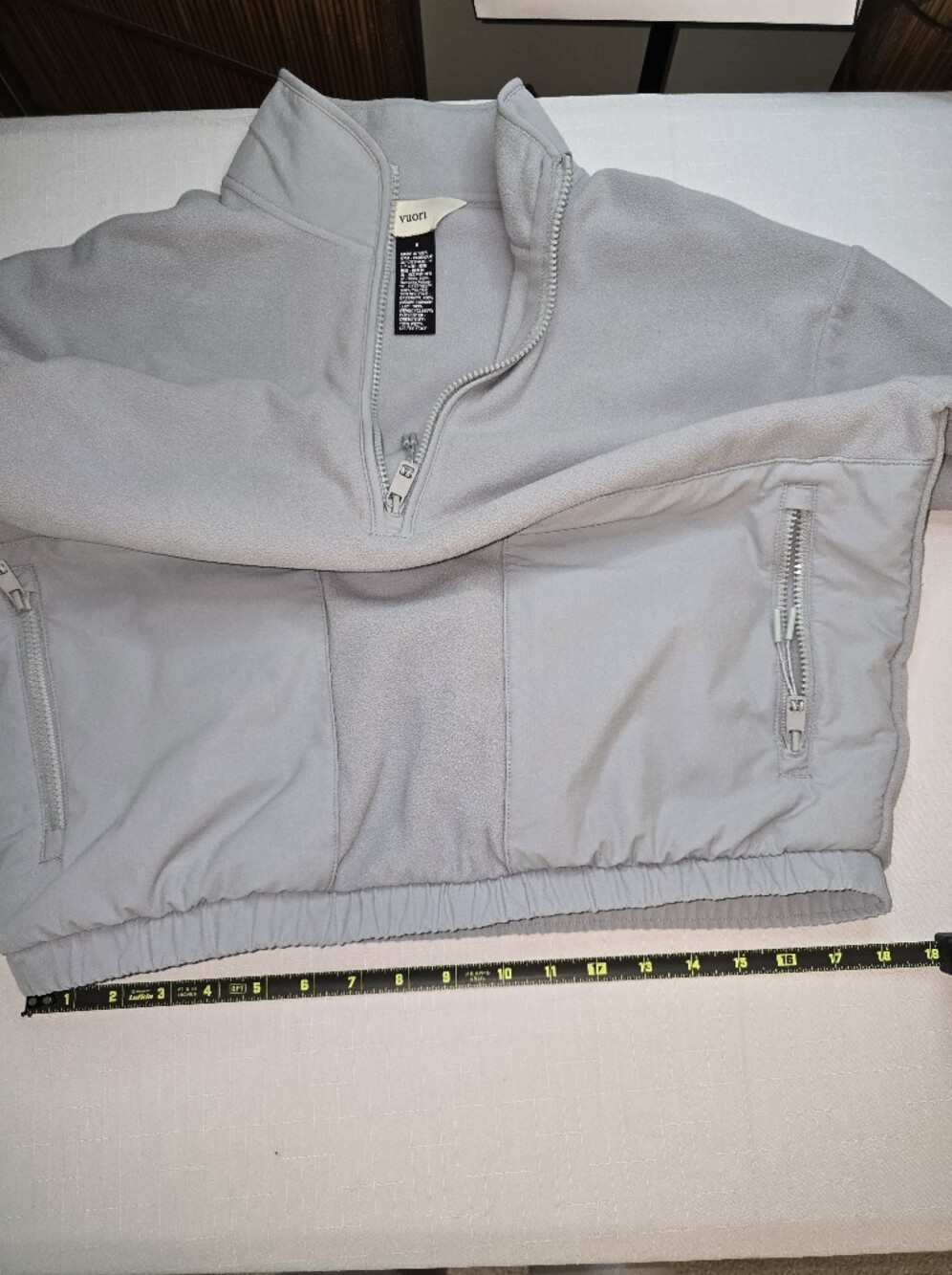 Vuori Light Chalk Gray Blue Quarter-Zip Pullover Hoodie Gorpcore Athleisure - Picture 7 of 9